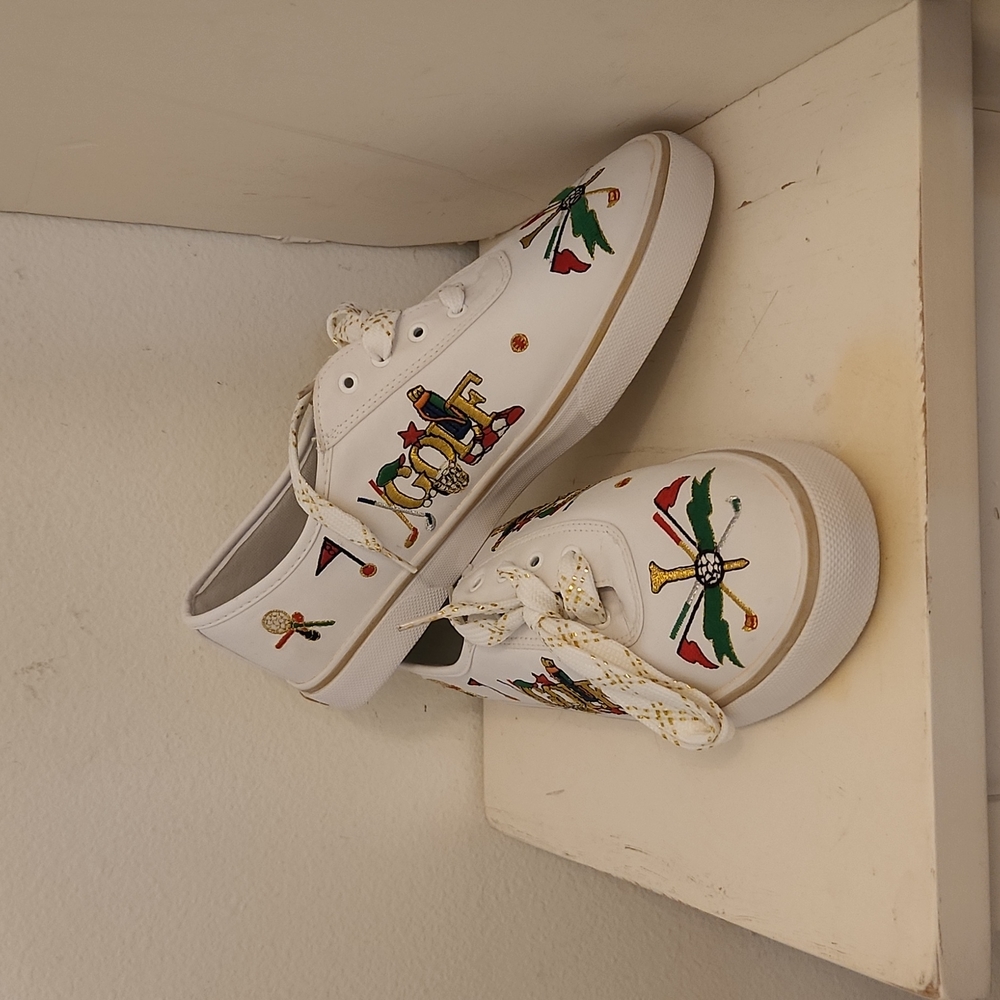 ♤ Sabastino Vintage Embroidered Golf Themed Novelty Sneakers